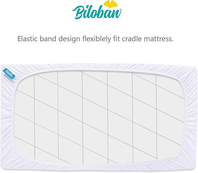 Cradle Bassinet Mattress Pad Cover, 2 Pack, for 36" × 18" Standard Cradle Mattress, Ultra Soft Microfiber Surface and Extra Waterproof Layer, Washer & Dryer Friendly