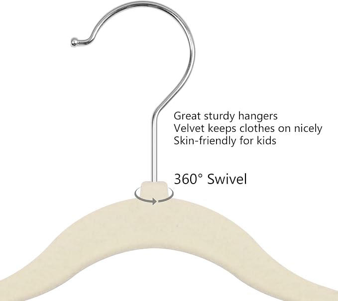 GoodtoU Kids Velvet Hangers Baby Hangers for Closet 20 Pack Non Slip Childrens Infant Hanger Beige - Image 4