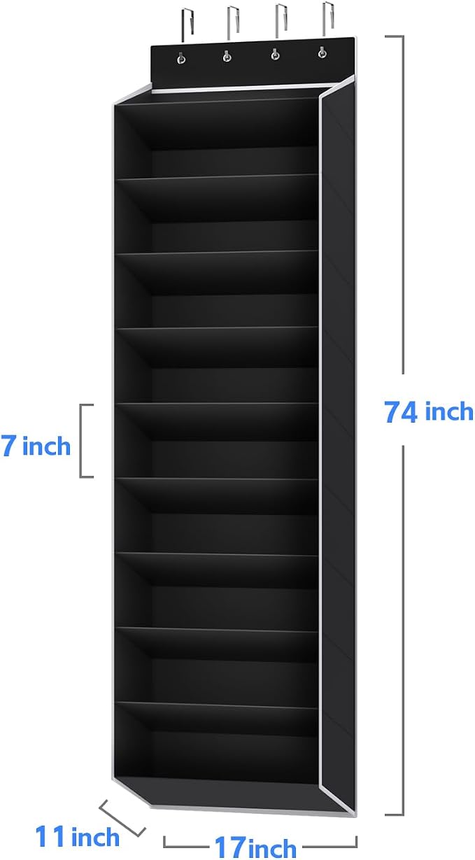 REGELETO 10 Tiers Large Size Over the Door Shoe Organizer Storage, Hanging Shoe Rack for Door with Deep Pockets, Fit 20 Pairs Shoe Organizer Holder for Sneakers and Boots (Black) - Image 3