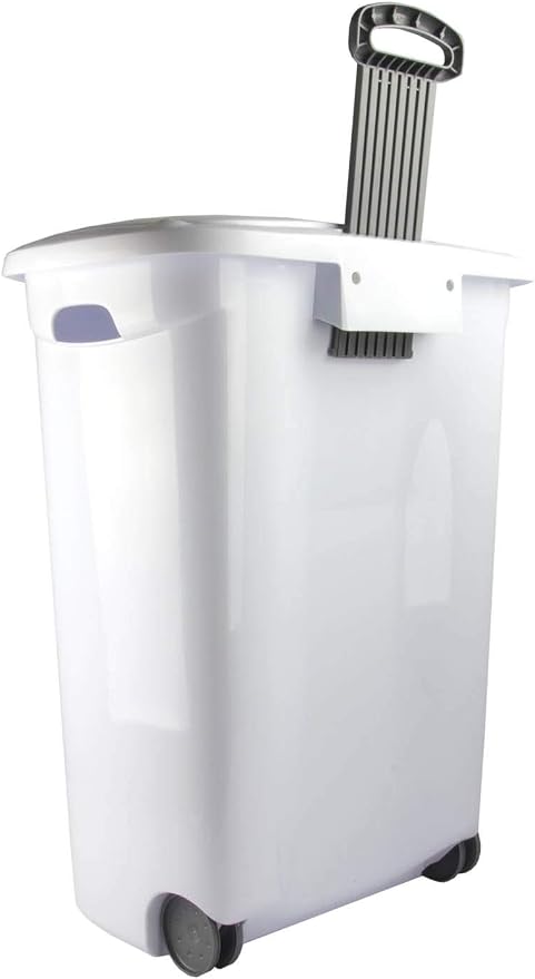 Sterilite Ultra Wheeled Laundry Hamper with Lid, Handle and Wheels for Easy Rolling of Clothes to and from the Laundry Room, Plastic, White, 1-Pack - Image 4