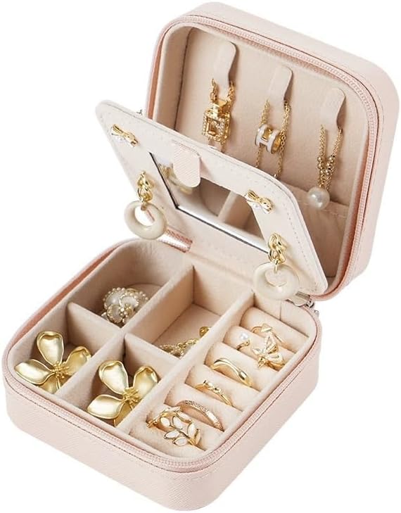 Compact and Secure Jewelry Box for Women Small Travel Portable Case with Lock Key Beautiful Jewelry Organizer and Storage Solution by Unknown