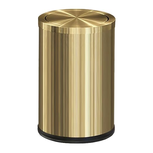 9L/2.4Gal Gold Trash Can,Brass Bathroom Garbae Can with Flipping Lid,Small Brass Garbage Can for Office, Laundry Room,Bedroom,Hotel by LEASYLIFE