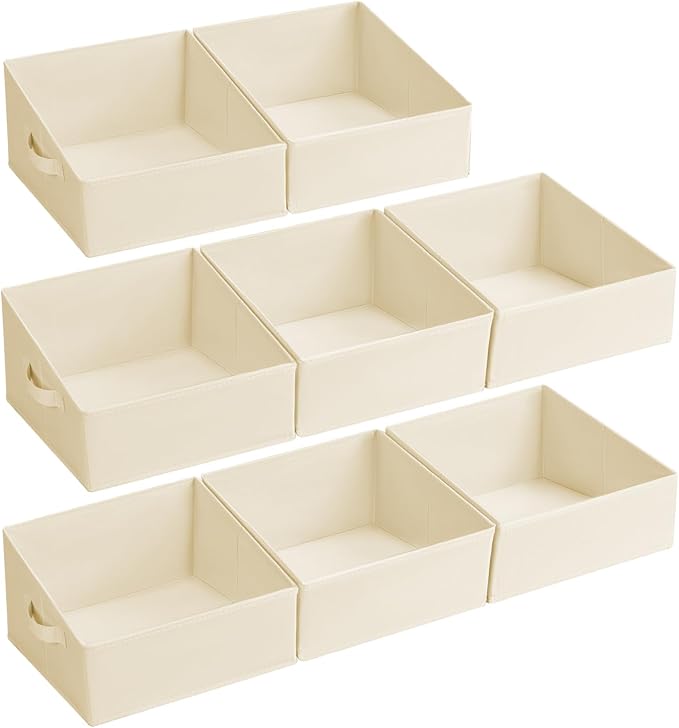 DIMJ Closet Storage Bins 8 Pack - Fabric Trapezoid Closet Organizer Bin, Foldable Storage Baskets for Shelves, Closet Shelf Organizer, Clothing Storage Box for Toys, Books, Towel, Clothes by DiMJ