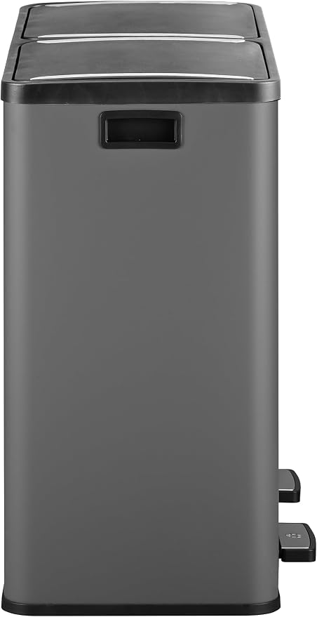 Step N' Sort The 18.5 Gallon Extra Large Capacity, Soft-Step, Dual Trash and Recycling Bin with Removable Inner Bins, Grey - Image 4