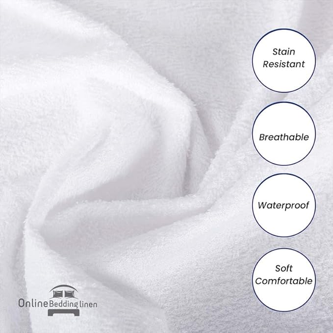 Split King Mattress Protector for Adjustable Fitted Sheet Style Split Beds Waterproof Terry Cotton - 18 Inch Deep (2 PCs Split King 39"x80", White)