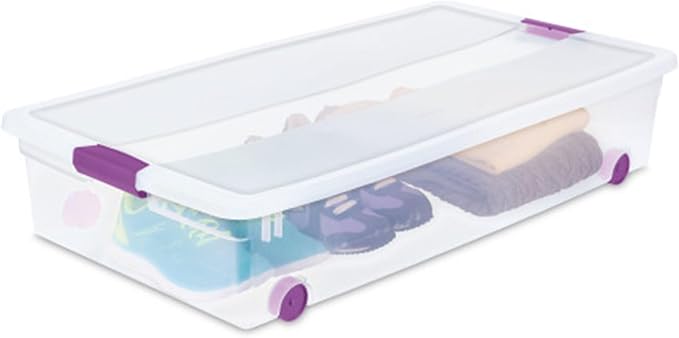 Sterilite 8-Pack 60 Quart ClearView Latch Box, Wheeled Underbed Organizer Bins with Latching Lids - Clear Plastic Organization Containers for Closet, Bedroom, Shelving Units and Everyday Home Storage - Image 7