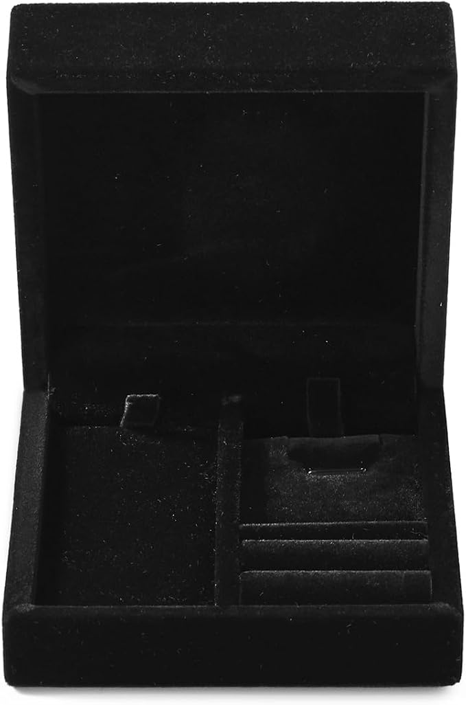 3 in 1 Velvet Jewelry Set Gift Box Earring Gift Box Ring Necklace Boxes Small Jewelry Storage Boxes for Travel Birthday Mother's Day Valentine's Day Gifts (Black) - Image 6