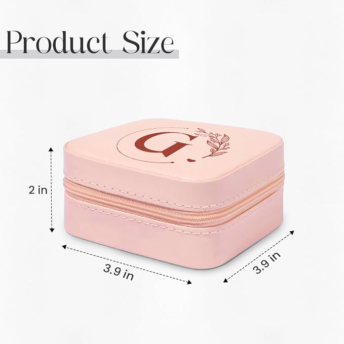 SANDJEST Personalized Jewelry Box, Pink Small Travel Jewelry Box with Initial G, Monogrammed Jewelry Case Organizer for Girls Women Teen, Mini Travel Essentials Gifts for Christmas Birthday - Image 2