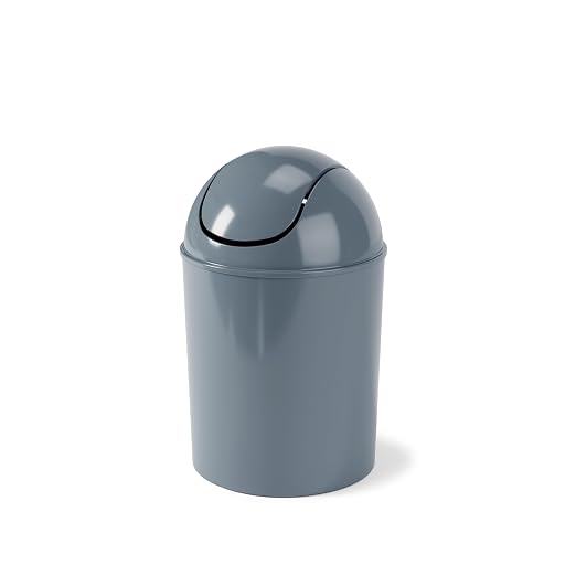 Umbra 1.25 Gallon Mini Waste Can with Removable Swing-Top Lid - Small Garbage Bin for Kitchen, Bathroom, Bedroom, Office - Compact Trash Can Fit Under Tables & Counters - Slate Blue by Umbra