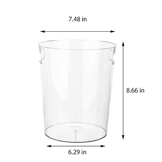 Anyoifax Small Trash Can Plastic Wastebasket 1.5 Gallon Round Garbage Container Bin with Handles for Bathroom, Bedroom, Kitchen, College Dorm, Office, Craft Room - Clear - Image 7
