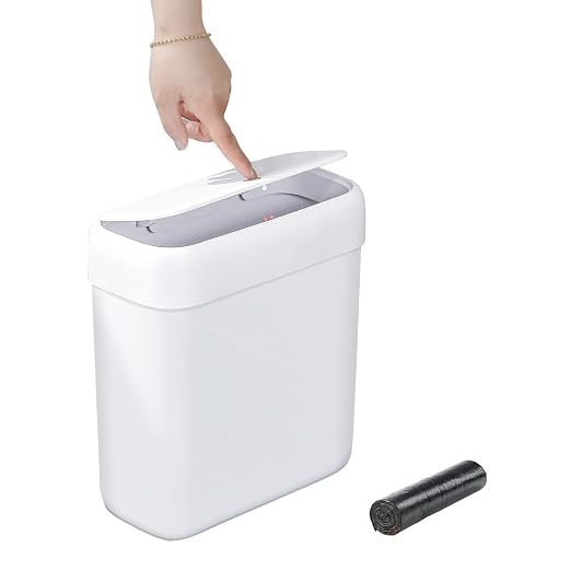 funest Bathroom Small Trash Can with Lid,10L / 2.7 Gallon Slim Garbage Bin Wastebasket with Press Top Lid for Bedroom,Rv,Office,Kitchen,Craft Room by funest