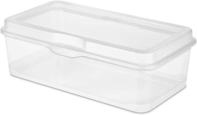 Sterilite 6-Pack Rectangular Large FlipTop, Clear Plastic Storage Box with Hinged Lid - Stackable Multipurpose Organizer for Art and Craft Supplies, Accessories, Photos & CDs, Home or Office Use - Image 9