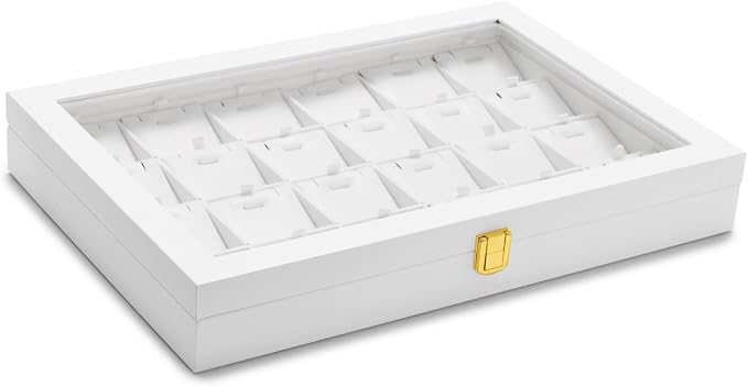 Oirlv White Jewelry Organizer Box with Acrylic Lid Ring Display Storage Case Jewelry Box for Women - Image 6