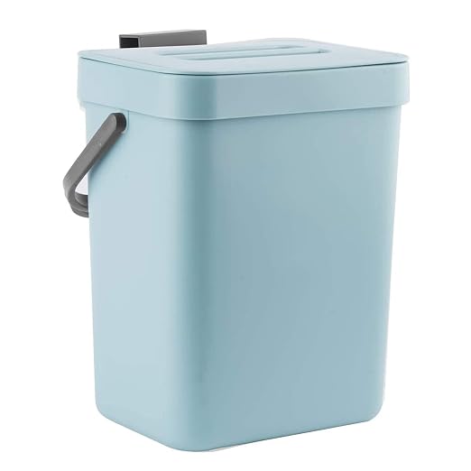 LALASTAR Compost Bin Kitchen, Small Compost Bin for Kitchen, Countertop Compost Bucket with Lid, Odorless Hanging Trash Can for RV/Office/Dog, Mini Food Waste Bin for Countertop, 3L/0.8 Gal, Blue by LALASTAR