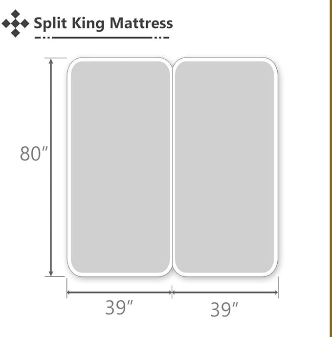 Split King Mattress Protector for Adjustable Fitted Sheet Style Split Beds Waterproof Terry Cotton - 15 Inch Deep (2 PCs Split King 39"x80", White)