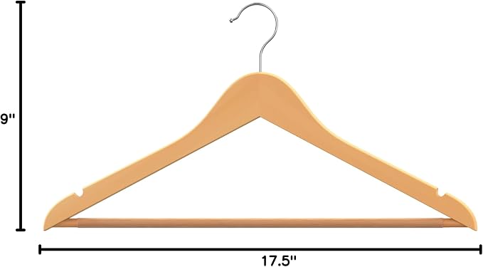 HOUSE DAY Wooden Hangers 20 Pack, Solid Wood Hanger with Non Slip Pant Bar, Heavy Duty Wooden Coat Hanger for Closet, Smooth Finish Wood Clothes Hangers for Shirts, Suits, Jackets, Dresses, Natural - Image 10