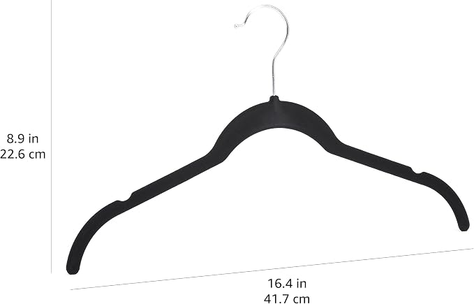 Amazon Basics Space Saving Slim Velvet Non-Slip Clothes Hangers for Closet Organization, Black, 100-Pack - Image 4