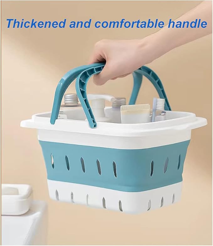 Foldable Plastic Shower Caddy Basket 2 Pcs, Portable and Durable Toiletries Caddy with Handles Ideal for Dorm, Bathroom, Cleaning, Kitchen, Camping, Waterproof, Easy to Clean (Grey 2 pack) - Image 5