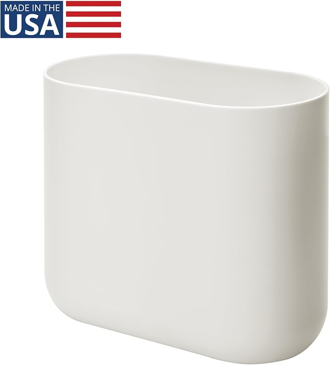 iDesign Small Slim Plastic Bathroom Trash Can, Garbage Can for Bedroom, Office, Desk, Dorm, Coconut White - Image 2