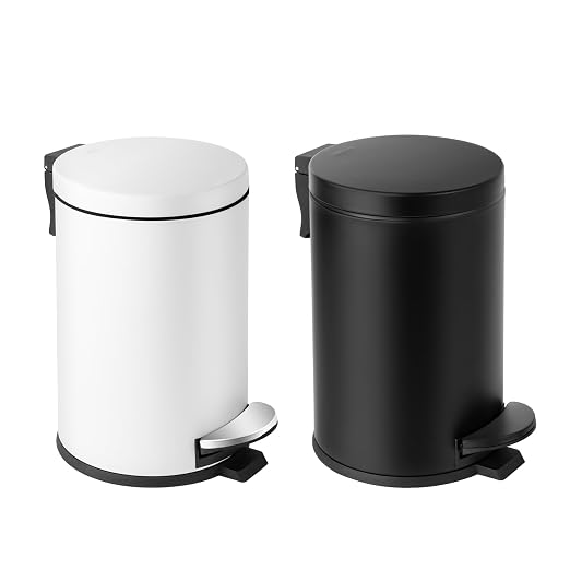 Cesun 1.2 Gallons Small Trash Can with Lid, White Bathroom Garbage Can with Foot Pedal, Mini Round Wastebasket for Bathroom, Bedroom, Office, 4.5 Liters / 1.2 Gallons, White - Image 7