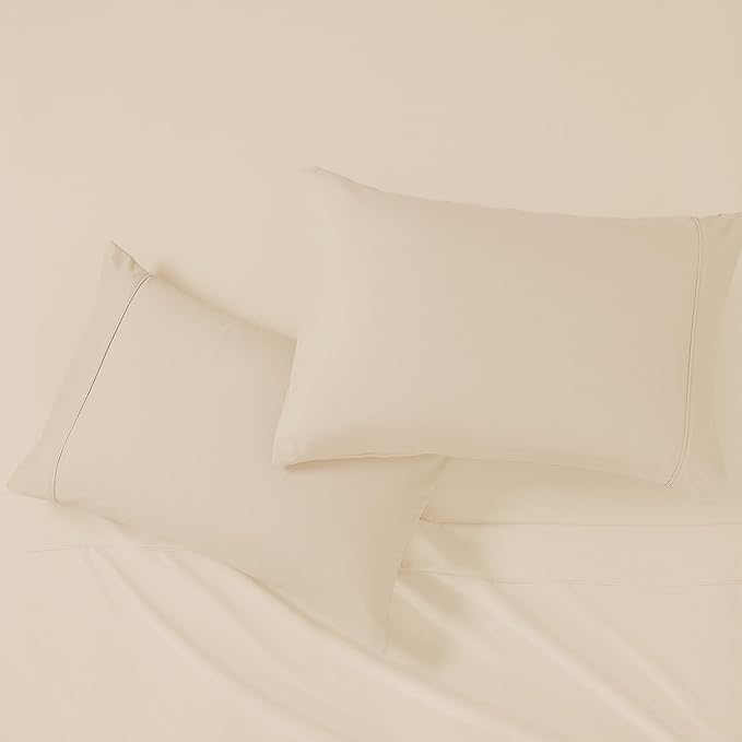Modern Threads Soft Microfiber Solid Sheets - Luxurious Microfiber Bed Sheets - Includes Flat Sheet, Fitted Sheet with Deep Pockets, & Pillowcases Egg Shell Full