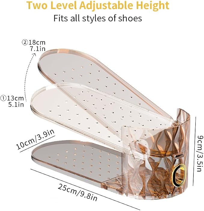 Shoe Slots Organizer, Adjustable 15 Pack Shoe Stacker for Closet Storage, Clear Double Layer Space Saver, Durable and Stackable Shoe Holder for Sneakers Heels and Flat - Image 3