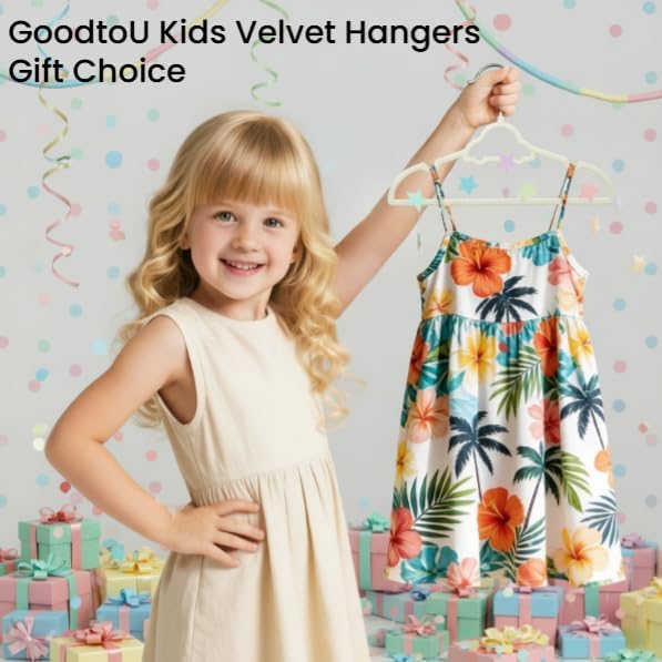 GoodtoU 50 Pack Velvet Baby Hangers, 12.8 Inch Non-Slip Toddler Clothes Hangers, for Infant Coats, Dresses & Pants, White - Car - Image 7