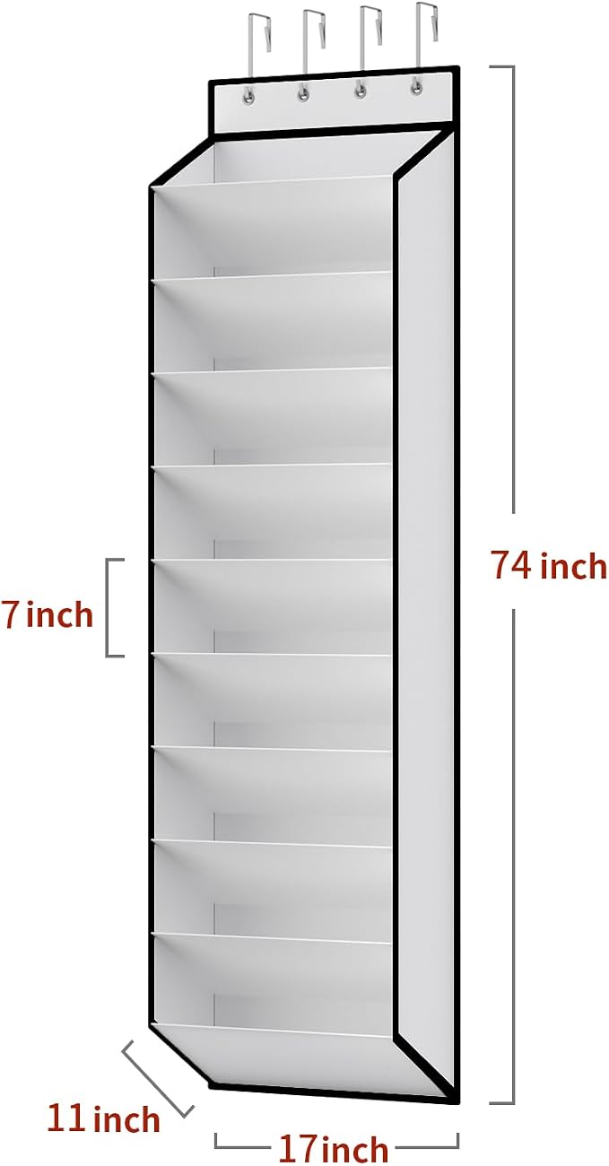 KEEPJOY 10 Tiers White Over Door Shoe Organizer Storage, Hanging Shoe Holder for Door with Large Deep Pockets, Fit 20-30 Pairs Shoe Rack for Sneakers, Boots (White) - Image 3