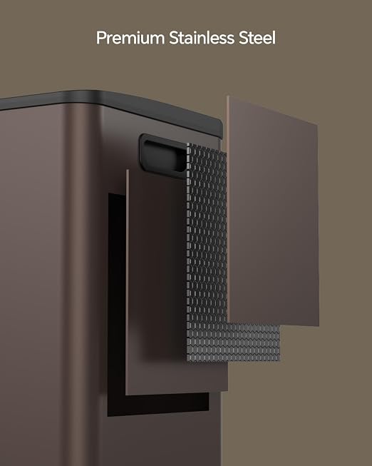 Lovewind Dual Trash and Recycling Bins for Kitchen, 13+6 Gallon Stainless Steel Garbage and Recycle Bin Combo for Large Families, Dual Trash Can with Soft Close Lid & Magnetic Stickers, Brown - Image 4