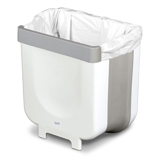 Glad Roomate Collapsible Waste Bin | Compact Travel Trash Can with Space-Saving Expandable Design | Indoor and Outdoor Disposal Basket, 2 Gallon, White - Image 8