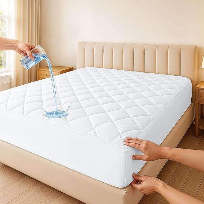 LUX Décor Full Size Mattress Pad - Quilted Elastic Fitted Mattress Cover Protector Upto 16 Inches Deep Pocket - Soft Breathable Noiseless Mattress Topper (54 X 75)