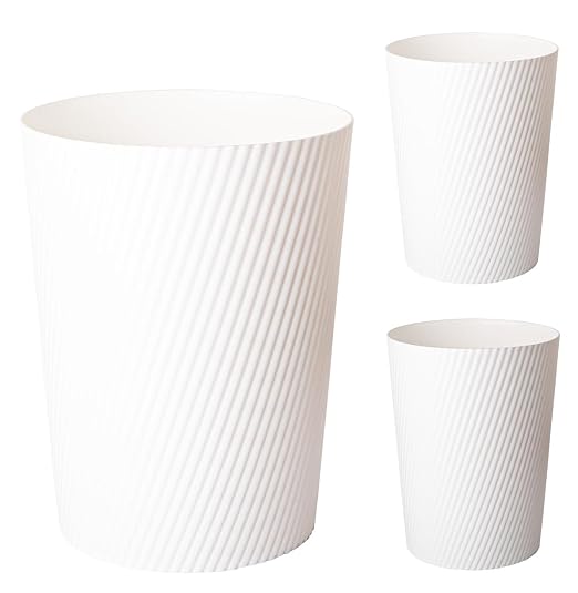 UUJOLY Small Trash Can Wastebasket Garbage Can Container Bins for Bathrooms, Laundry Room, Kitchens, Offices, Kids Rooms, Dorms (White, 3 Pack) by UUJOLY