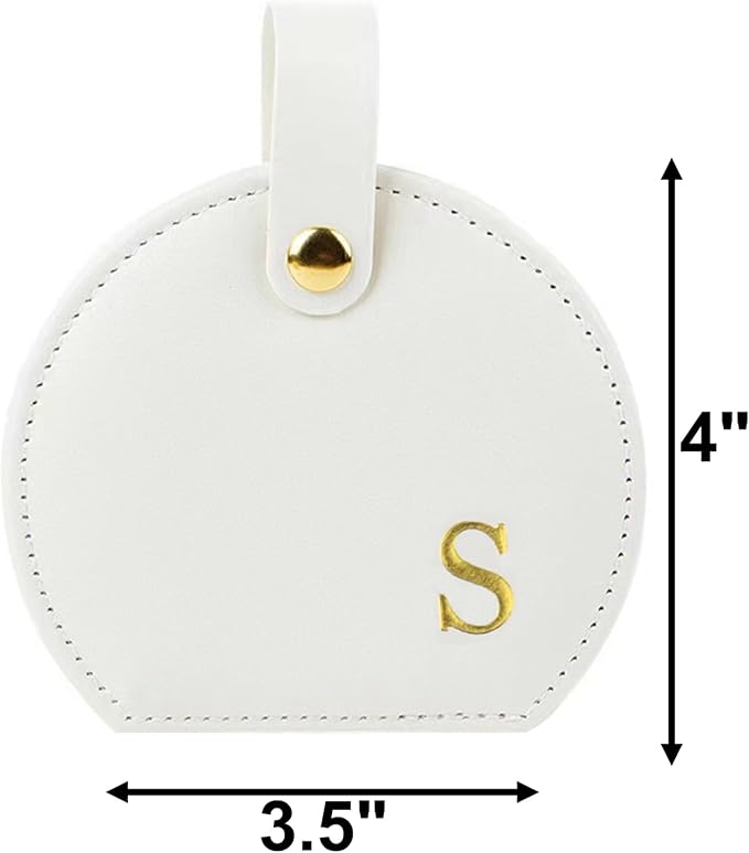 Travel Jewelry Case,Personalized Jewelry Box,Elegant Half-Moon Design with Personalized Golden Initial Case,Personalized Gifts for Women,Jewelry organizer;Personalized Gifts for Women or Friends(S) - Image 2