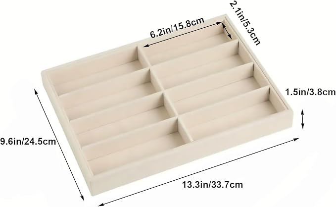 Jewelry Tray Velvet Jewelry Organizer with Clear Lid Transparent Earring Bracelet Organizer Holder Case with Clasp Drawer Insert for Rings Studs Gift for Women Girls (Sunglass Box) - Image 3