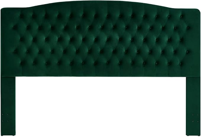 24KF Upholstered Tufted Button Velvet Headboard,Comfortable Fashional Headboard King/CA King Size,Jade