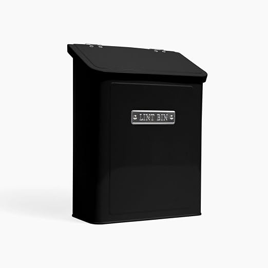 Magnetic Lint Bin for Laundry Room | Modern Farmhouse Black Trash Can With Lid | Space Saving Storage (Black) by SundayRevelry