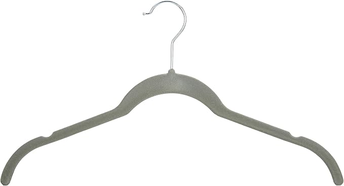 Amazon Basics Space Saving Slim Velvet Non-Slip Clothes Hangers for Closet Organization, Gray/Silver, 30-Pack by AmazonBasics