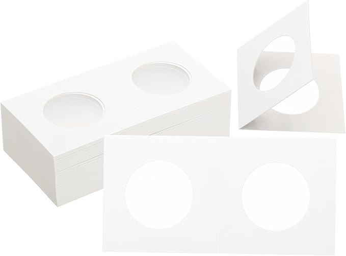 PATIKIL 2 x 2 Coin Flips, 100 Pack 29mm Cardboard Coin Holder Paper Coin Holders for Coin Collection Supplies Collector, White