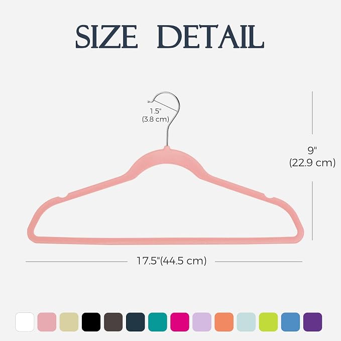 HOUSE DAY Lt Pink Velvet Hangers 20 Pack, Non Slip Clothes Felt Hanger Heavy Duty for Coat, Premium Slim Space Saving Suit Hangers for Closet Organizer, 360° Rotating Silver Hook - Image 7
