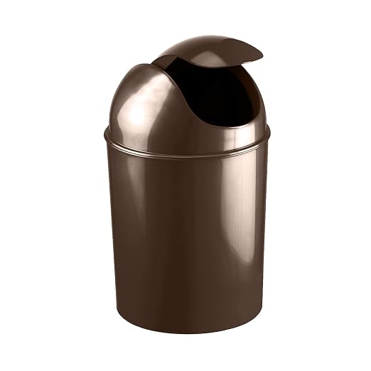 Umbra 1.25 Gallon Mini Waste Can with Removable Swing-Top Lid - Small Garbage Bin for Kitchen, Bathroom, Bedroom, Office - Compact Trash Can Fit Under Tables & Counters - Bronze - Image 5