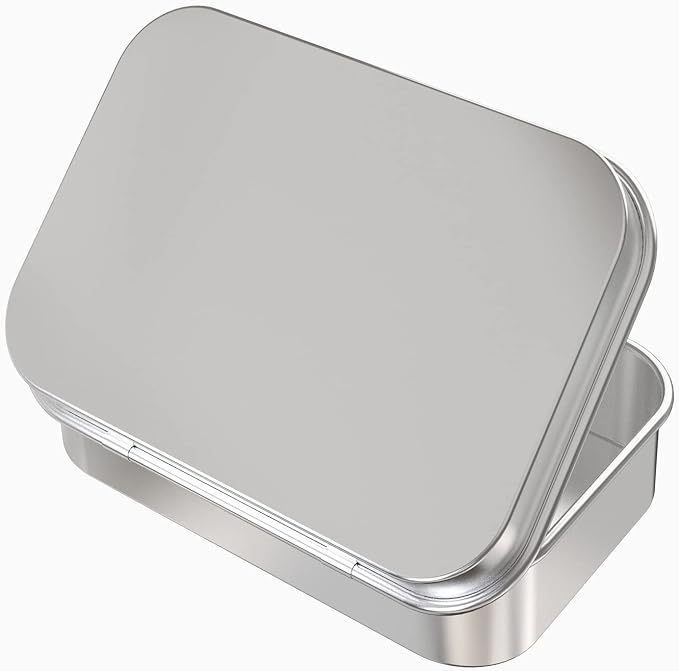 Hulless 30 Pcs Metal Hinged Tin Box Container Mini Portable Small Storage Container Kit with Lid for Home Storage 3.7x2.3x0.8 inch. - Image 4