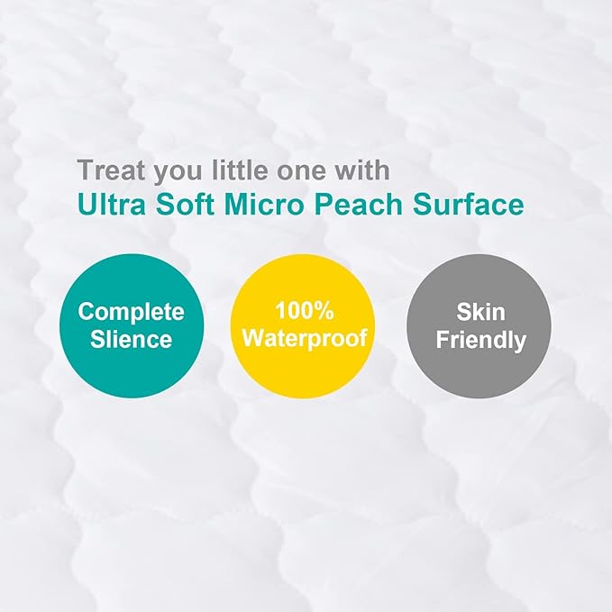 Bassinet Mattress Pad Cover Waterproof, Quilted Mattress Protector Sheets Fits All Mainstream Bassinet - Rectangle, Oval, Hourglass, 2 Pack, 17'' x 33'', Ultra Soft Breathable, White and Grey