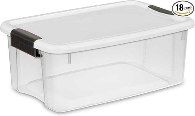Sterilite 18-Pack Ultra Latching Box, Storage Bins with Lids, Clear Plastic, 18 Quart - Heavy-Duty Organizing Containers for Closet, Bathroom, and Office by Sterilite