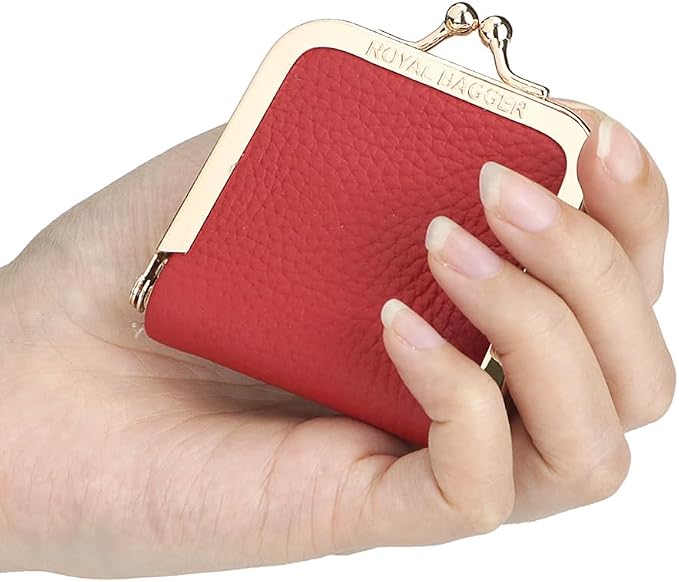Royal Bagger Genuine Cow Leather Ultra-Slim Mini Jewelry Box, Ring & Necklace Storage, Slim Coin Purse with Kiss Lock for Women 3120 (Royal Blue) - Image 6