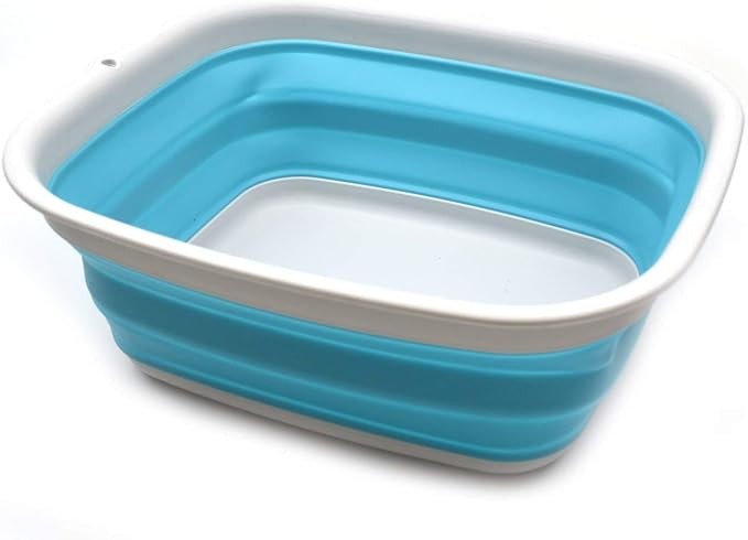 SAMMART 7.7L (2 Gallon) Collapsible Tub - Foldable Dish Tub - Portable Washing Basin - Space Saving Plastic Washtub (Bright Blue, S) - Image 4