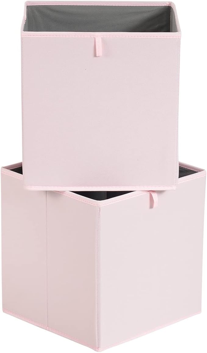 Amazon Basics Collapsible Cube Organizer Bins, Closet Storage Organizer Baskets for Shelves, Space-Saving, 13" x 15" x 13", Peony Pink, Pack of 6 - Image 2