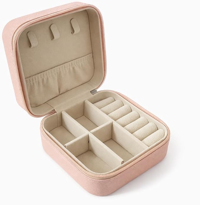 Jewelry Box for Women Girls, Small Travel Jewelry Organizer, Mini Portable Jewelry Storage Case as Small Gifts for Women, Pink by Unknown
