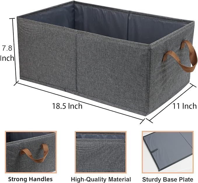 Fordonral Pack of 3 Large Capacity Storage Bins Closet Organizer System, Sturdy Foldable Storage Boxes for Organizing Clothing, Sheets, Toys, Books - Shelf Organizer Shelves Basket Storage Bin - Image 2
