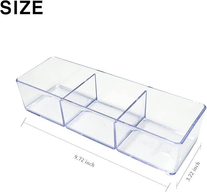 carrotez 3 Compartment Clear Plastic Drawer Organizer for Makeup, Bathroom, Desk, Vanity - Image 6