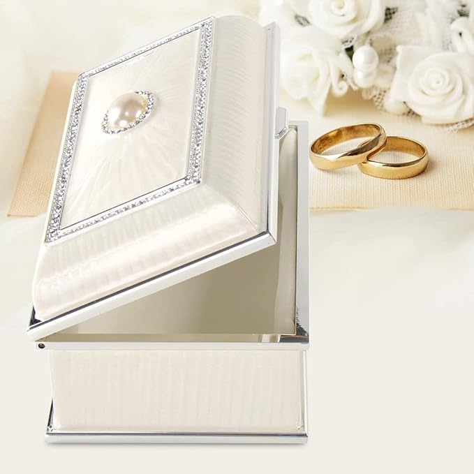 LASODY Rectangular Pearl Metal Jewelry Box Jewelry Organizer Box Jewelry Chest,Trinket Boxes For Women,Mother Day Anniversary Wedding Gifts - Image 6